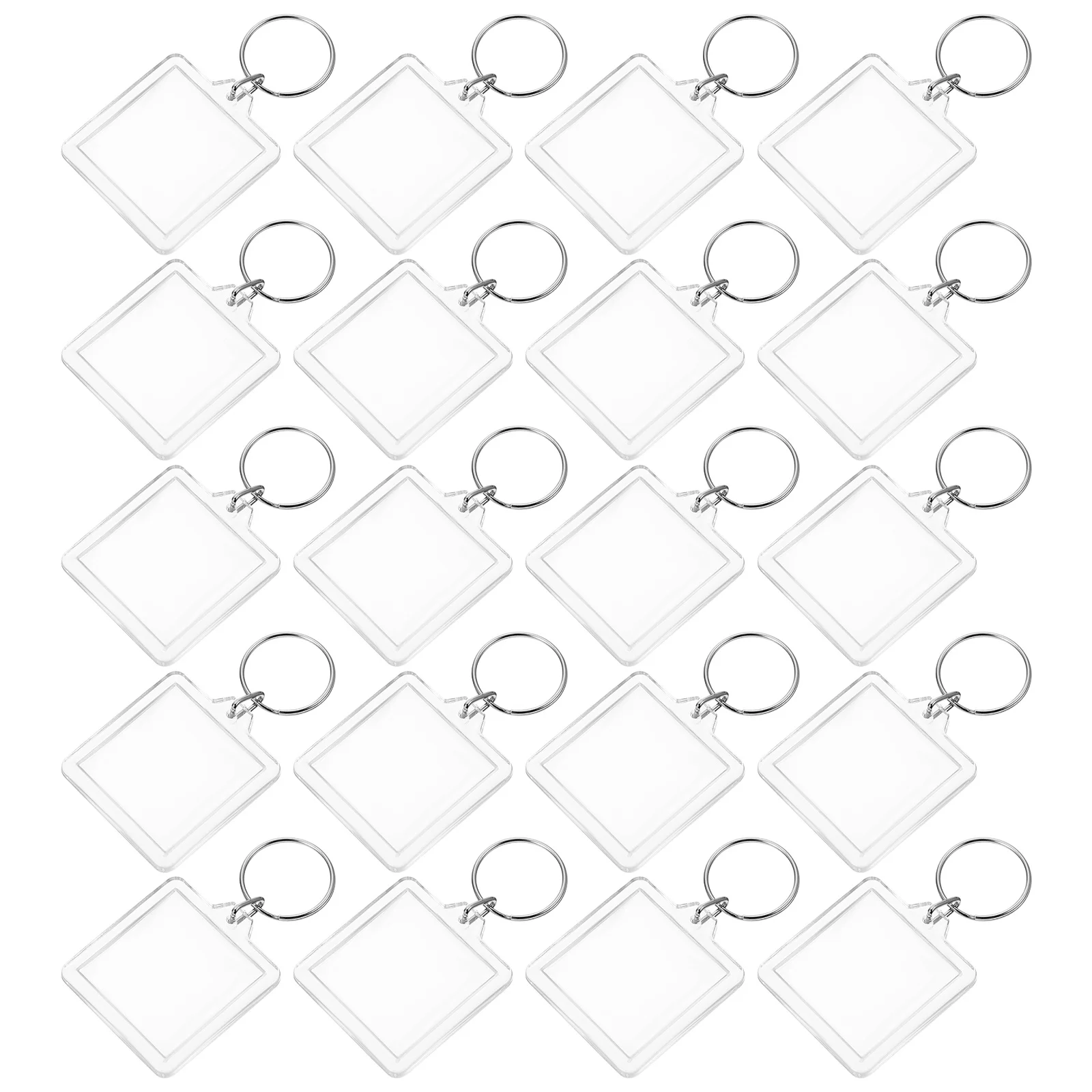 

20pcs Acrylic Ring Photo Frame Keychains Creative Picture Frame Pendant Key Decoration Small Key Pendant Tag With Ring
