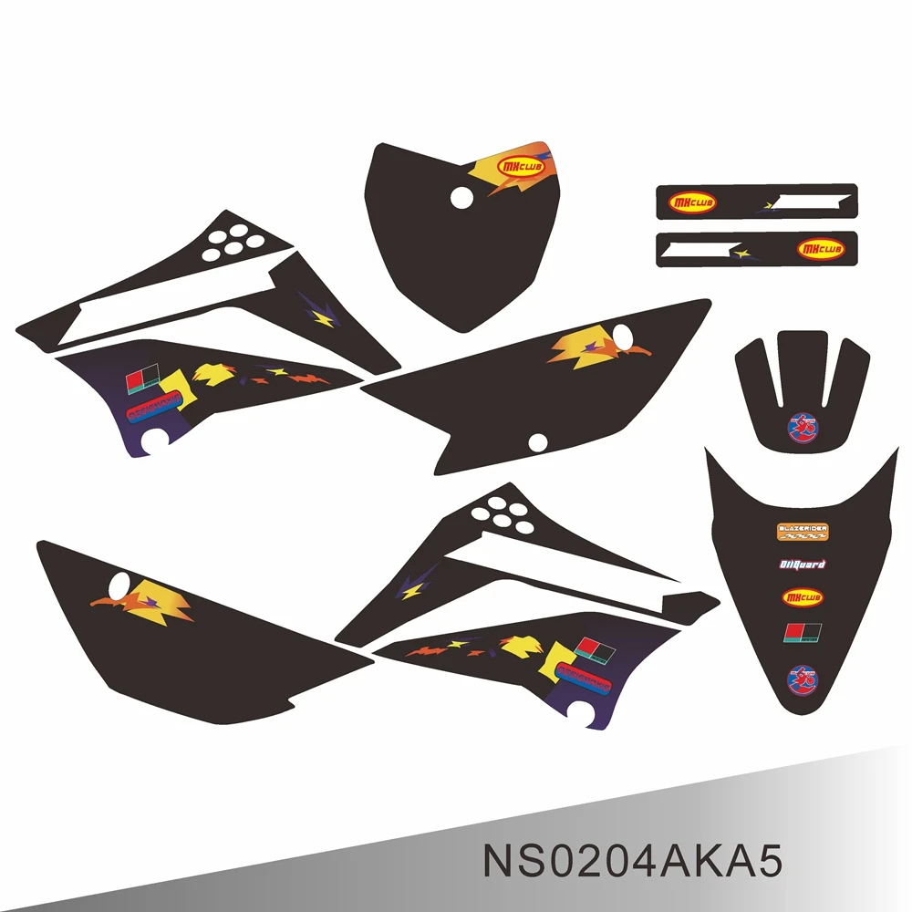 For KAWASAKI KLX 110 2010 2011 2012 2013 2014 2015 2016 2017 2018 2019 2020 Full Graphics Decals Stickers Background NS0204AKA