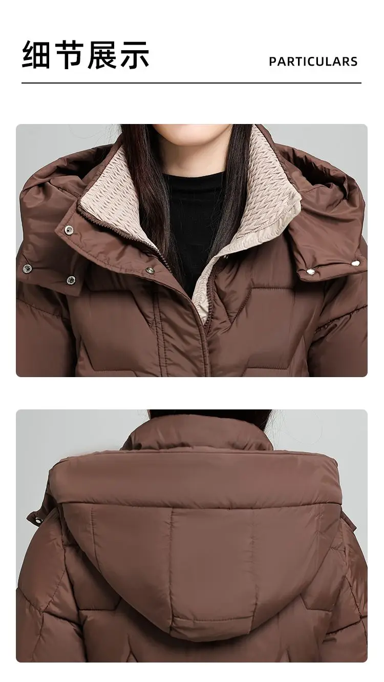 Female Long Down cotton Jacket 2026 Autumn Winter New Fashion Thicken Hooded Coat Women's Windproof Puffer Long Parka Overcoat