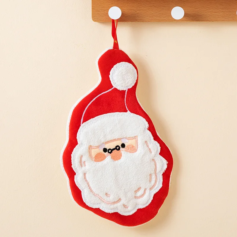 طفل عيد الميلاد مناشف اليد لطيف سانتا كلوز ثلج المرجان الصوف منشفة المناشف للطفل هدية الاطفال الحمام شنقا منديل