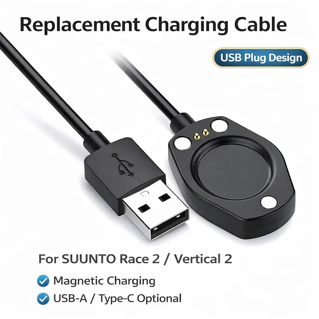 

Replacement Magnetic Charging Cable For SUUNTO Race 2/Vertical 2 Smart Watch Charger USB A/Type C Charging Cord