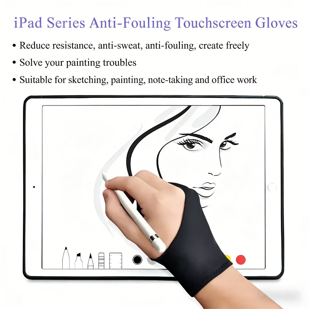 ถุงมือวาดภาพป้องกันรอยเปื้อนสำหรับศิลปิน – ถุงมือไร้นิ้วสำหรับวาดภาพที่รองรับหน้าจอสัมผัส (1 ชิ้น)