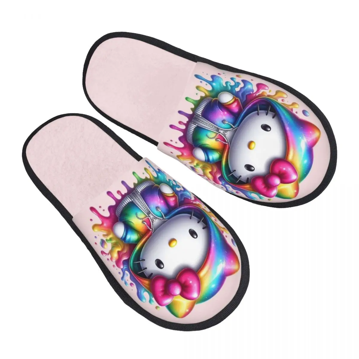 

Custom Print Women Hello Kitty Cartoon House Slippers Soft Warm Memory Foam Fluffy Slipper Indoor Outdoor Shoes