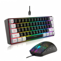 60% Ultra-Compact Gaming Keyboard and Mouse Set, 61-Key Mini Wired RGB Membrane Keyboard, 5-Key Lightweight Gaming Mouse,