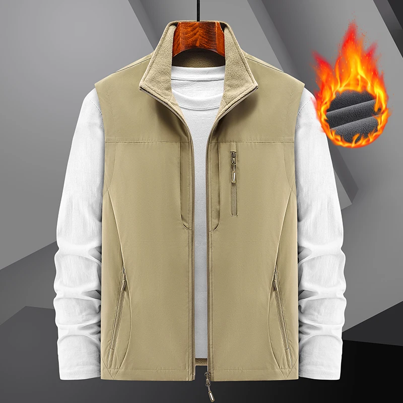 

The new double-sided fleece and thickened vest with a stand-up collar and a casual waistcoat is fashionable, cool and versatile
