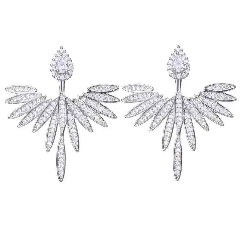 Exquisite Leaves Crystal Flower Stud Earrings for Women Fashion AAA Zircon Earring Bride Wedding Party Jewelry Gifts