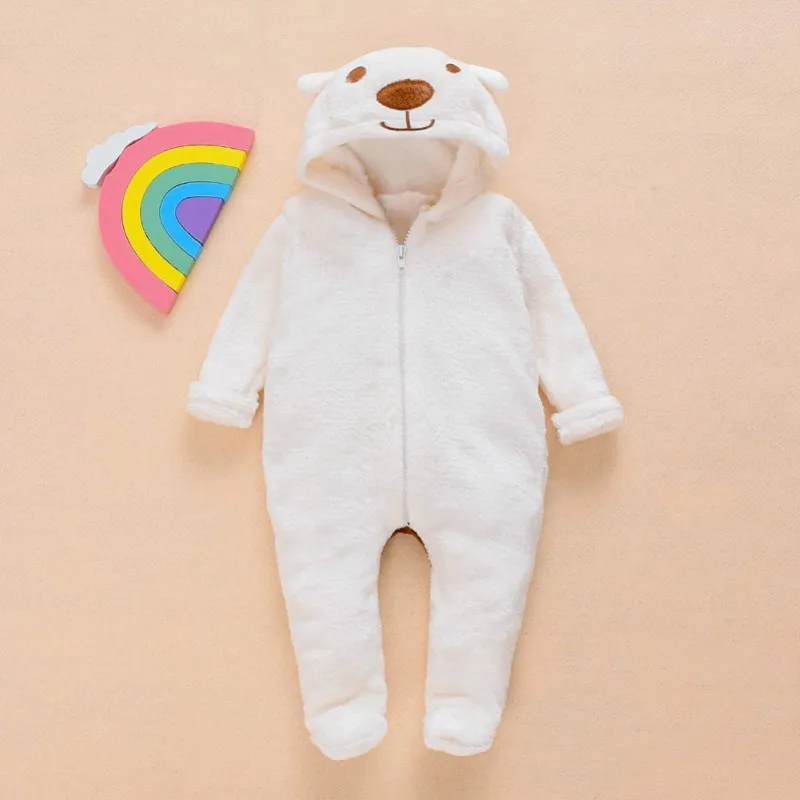 Winter Baby Clothes Cute Cartoon Bear Baby Rompers Pajamas Cotton Infant Boy Girls Animal Costume Zipper Jumpsuit 0-24 Months