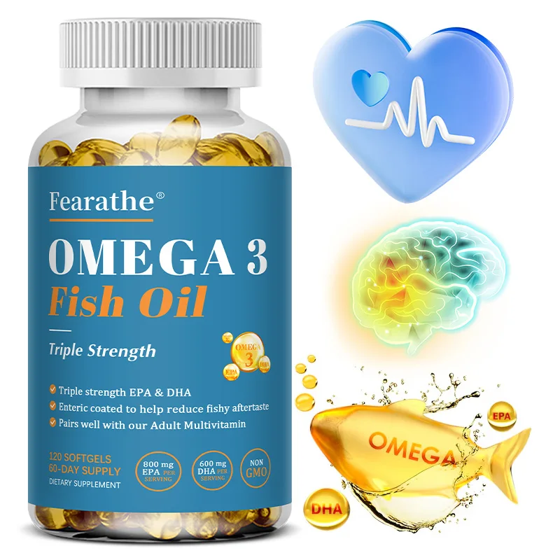 

Triple Strength Omega 3 Fish Oil, with Omega3s EPA & DHA, Healthy Brain & Joint Support, Heart Health Supplement, 120 Softgels