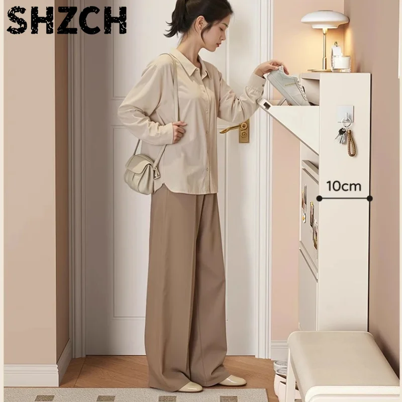 ‌Ultra-Thin Flip-Down Shoe Cabinet - Space Saving Steel Entryway Storage, Heavy Duty Wall Mounted for Home/Office‌