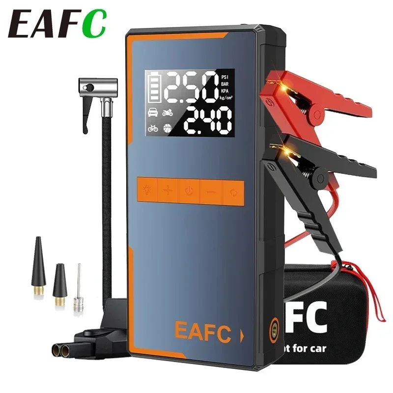 EAFC 4 In 1 Jump Starter Air Pump Power Bank Air Compressor LED Lighting 1200A Starter 150PSI Inflatable Pump Battery Booster