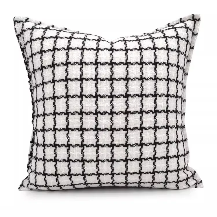 Brown beige Coffee cushion cover metal face waist pillowcase houth black white Houndstooth Pillow cover backrest