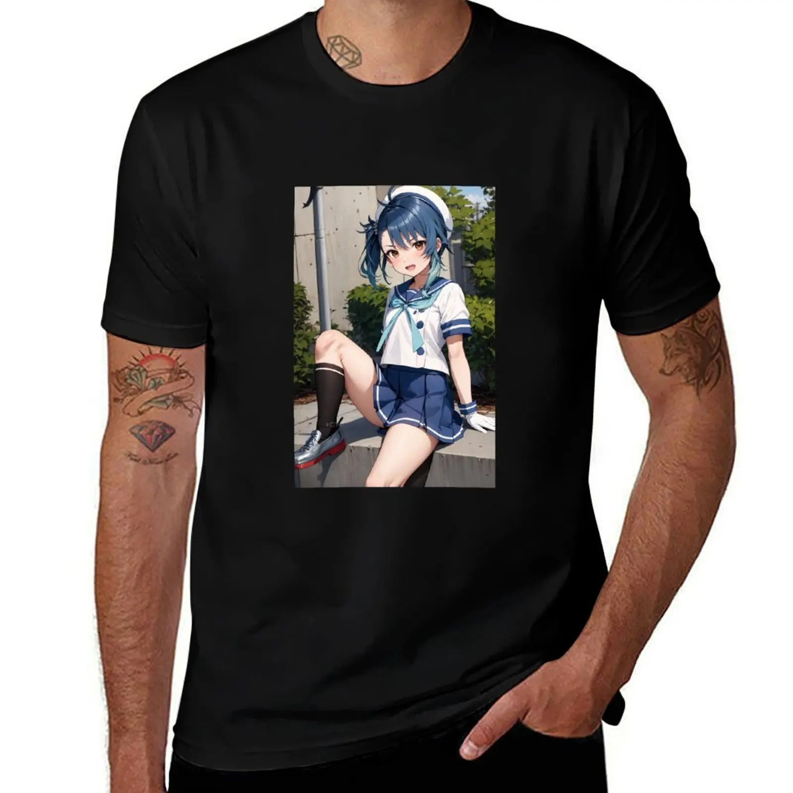 

Fukae - Kantai Collection Fanart T-Shirt blue archive street wear Anime t-shirt heavyweights designer t shirt men