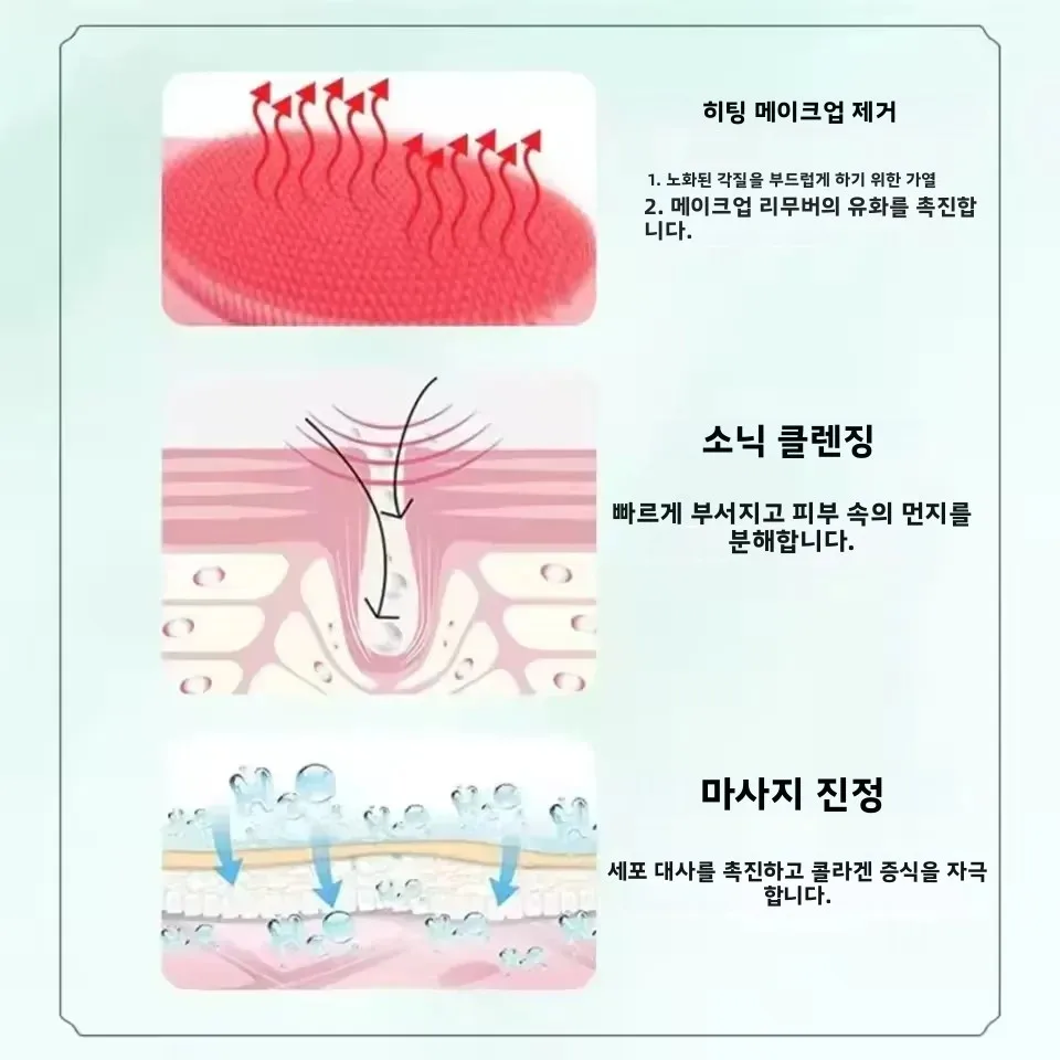 다기능 따뜻한 페이셜 4 in 1 클렌징 브러쉬 전동 세안기 56 ℃ 페이스 마사저 아... - 2