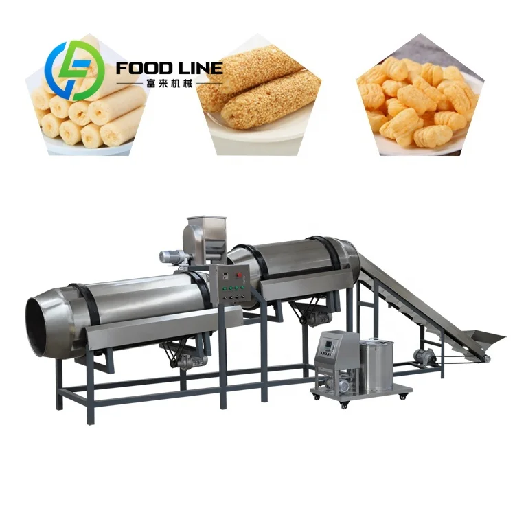 Customized Potato Chips Seasoning Drum Optional Air Blower Removes Excess Surface Oil To Boost Seasoning Adhesion Performance