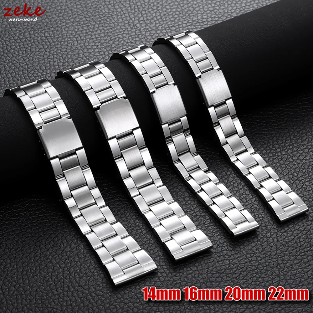 Edelstahl-Uhrenarmband, Universal-Armband, Faltschließe für Damen, Armband, 14 mm, 16 mm, 20 mm, 22 mm, Uhrengürtel-Zubehör