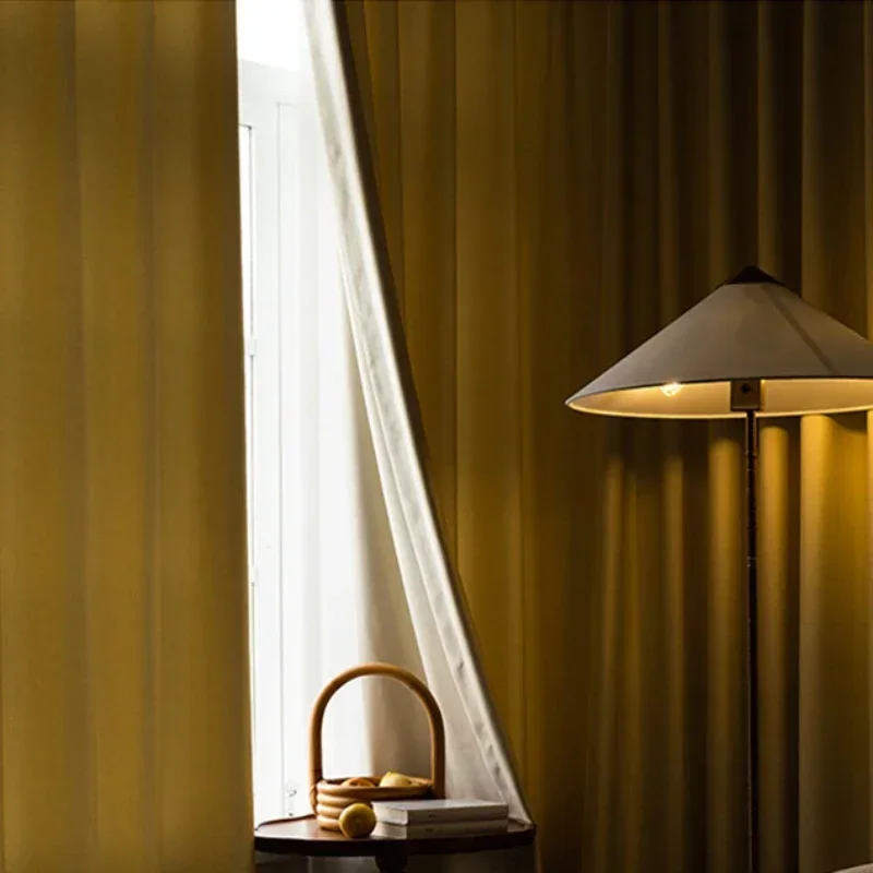 Waterproof Dustproof  Stain-proof Curtains Living Room Bedroom Bathroom Kitchen Dining Room Bay Window Milk Tea Blackout Cloth