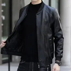 Men Solid Color Jacket Men Faux Leather Jacket Stylish Men's Faux Leather Jackets for Sports Office Parties for Autumn