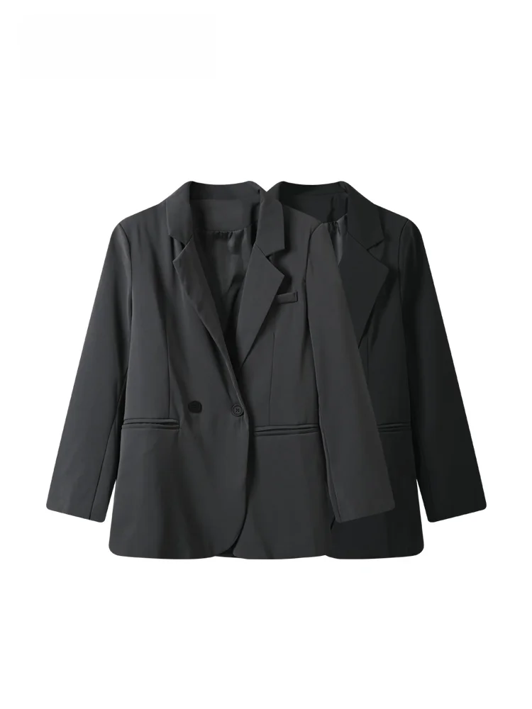 

CaraCLUB plus Size Long Sleeve Suit Jacket Women Spring New Loose Age-Defying Versatile Stylish Top Casual Style Striped Pattern