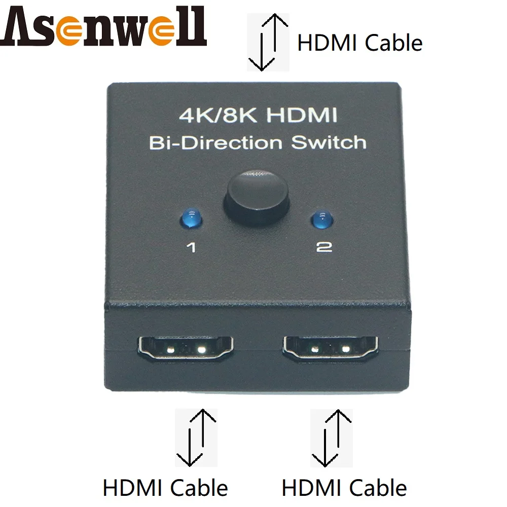 8K HDMI Bi-DIrection Switch 2X1 HDMI 2.1 Switch 2 In 1 Out 1 In 2 Out 8K@60Hz 4K120Hz 1080P 2160P HDR  UHD VRR ALLM for PS5 XBOX