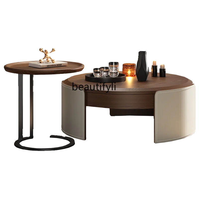 

Small Apartment round Tea Table Light Luxury Living Room Home Minimalist Height round Coffee Table