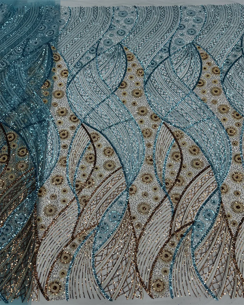 

French Tulle Beads Lace Fabric African Lace Fabric 2025 High Quality Nigerian Embroidery Sequins Fabric For Wedding Sewing