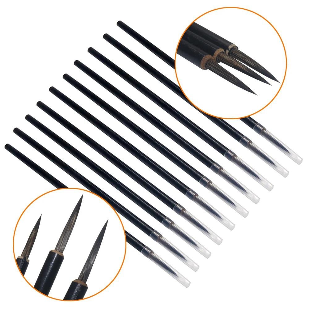 10 Pcs Fine Hook Pen Student Drawing Pen Calligraphy Practice Brush Leaf tendon wolf hair hook pen