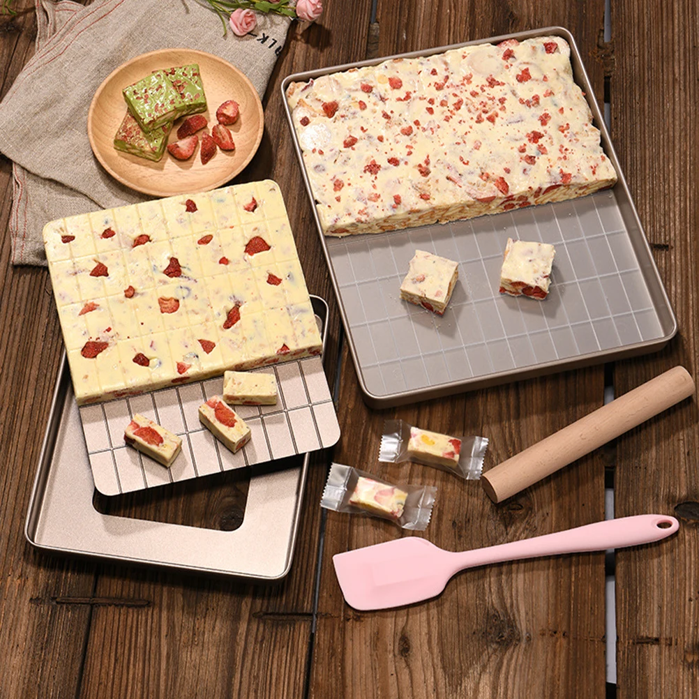 

1 set 1 Set Nougat Metal Mold Tray Baking Pastry Maker Sturdy Heat Resistant Easy Clean Portable Diy Dessert Tool Household