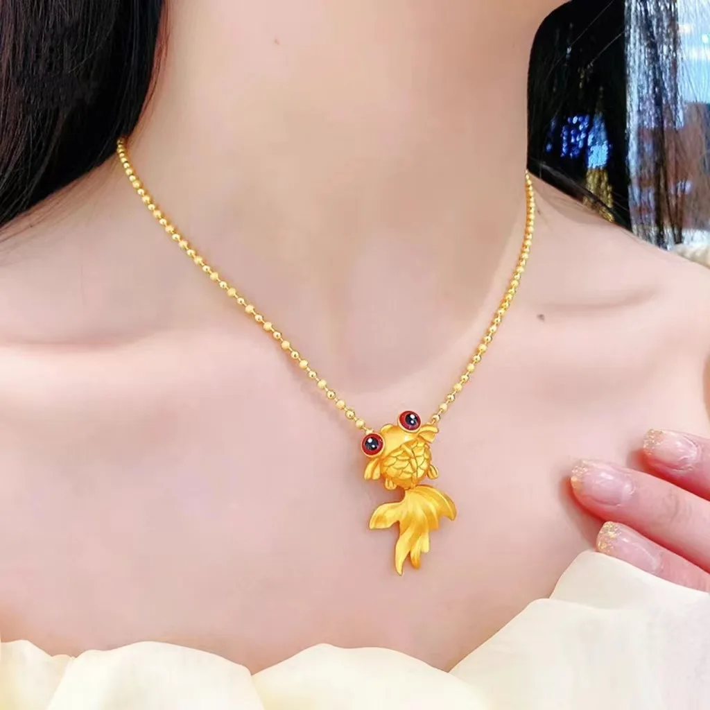 

Women's 24K Gold AU999 Lucky Koi Fish Pendant | Embossed auspicious light with glow coating, showstopping for nightlife