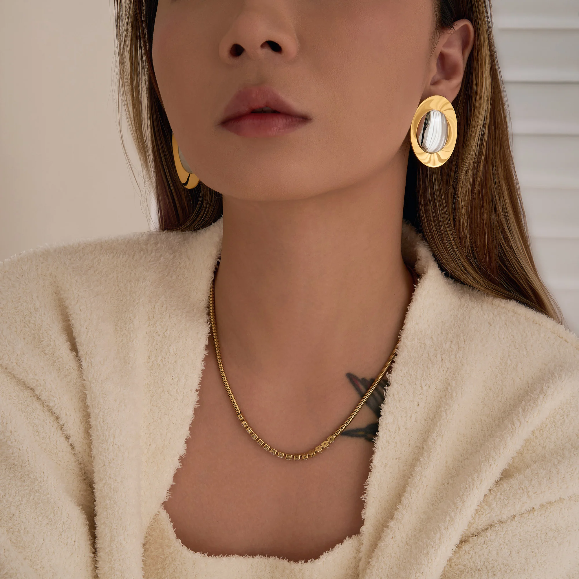DASEIN Oval Gold Ingot Shape Drop Earrings 18k Gold Plated Hypoallergenic Stainless Steel Designer Luxury Jewelry for Women