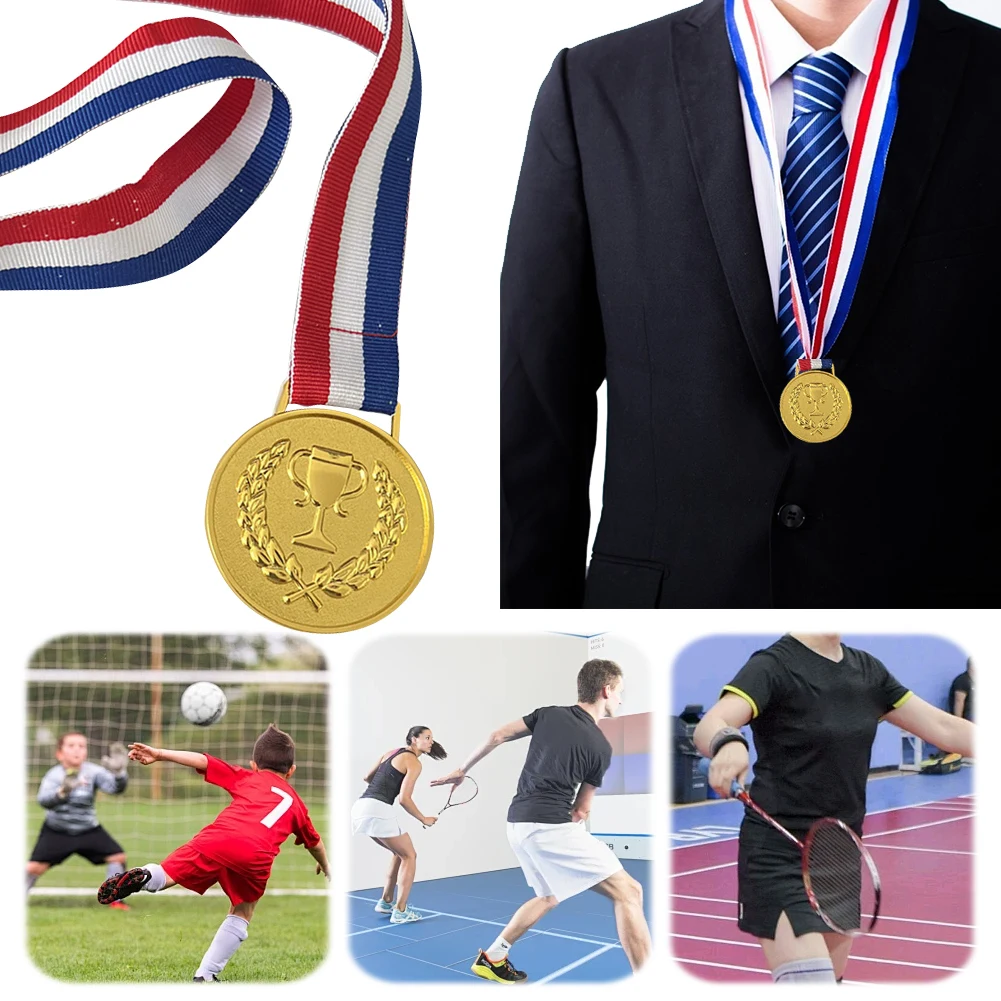 

4.9cm Gold Medal Sports Rewards with Neck Ribbon Students Rewards Metal Winner Medals Competition Medals for Marathon Ball Games