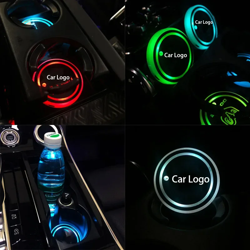 1x Car Glow Water Coaster Cup Smart Control USB Charging Water Cup Slot Holder For Tesla BMW Audi Hyundai Toyoa Honda Accessorie