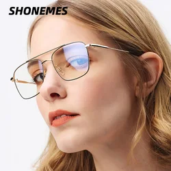 SHONEMES Double Bridge Plain Glasses Metal Frame Classic Square Eyeglasses Gold Black Silver for Men Women