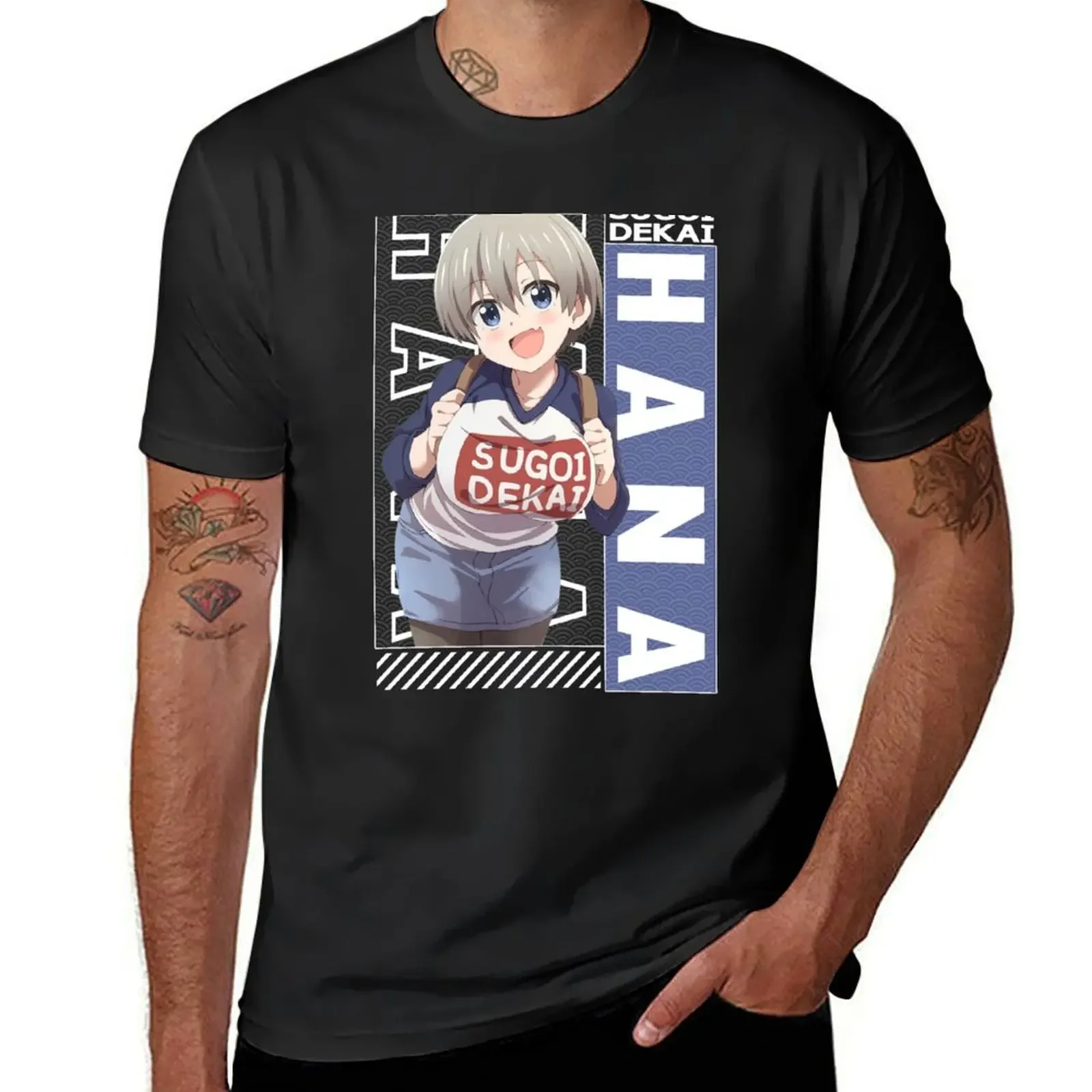 T-Shirt Blacks Oversized Mens Tall T Shirts Uzaki Hana Uzaki-Chan Wa Asobitai - Uzaki-chan Wants To Hang Out! Harajuku Clothing