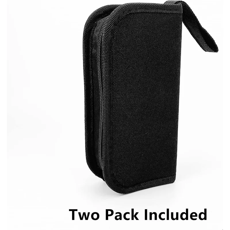 2pack Small Tool Pouch Organizer, Canvas Zipper Pouch with 13 Adjustable Loops and a Storing Belt, Utility Tool Bag for Craft Making, Maintenance, Electrician and Carpenters, 8'' x 4'', Black
