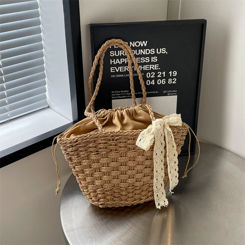 

Women's Shoulder Tote Bag Handbags for Women 2025 Summer Travel Fashion Straw Weave Ladies Hand Bags Female Vegetable Basket Bag