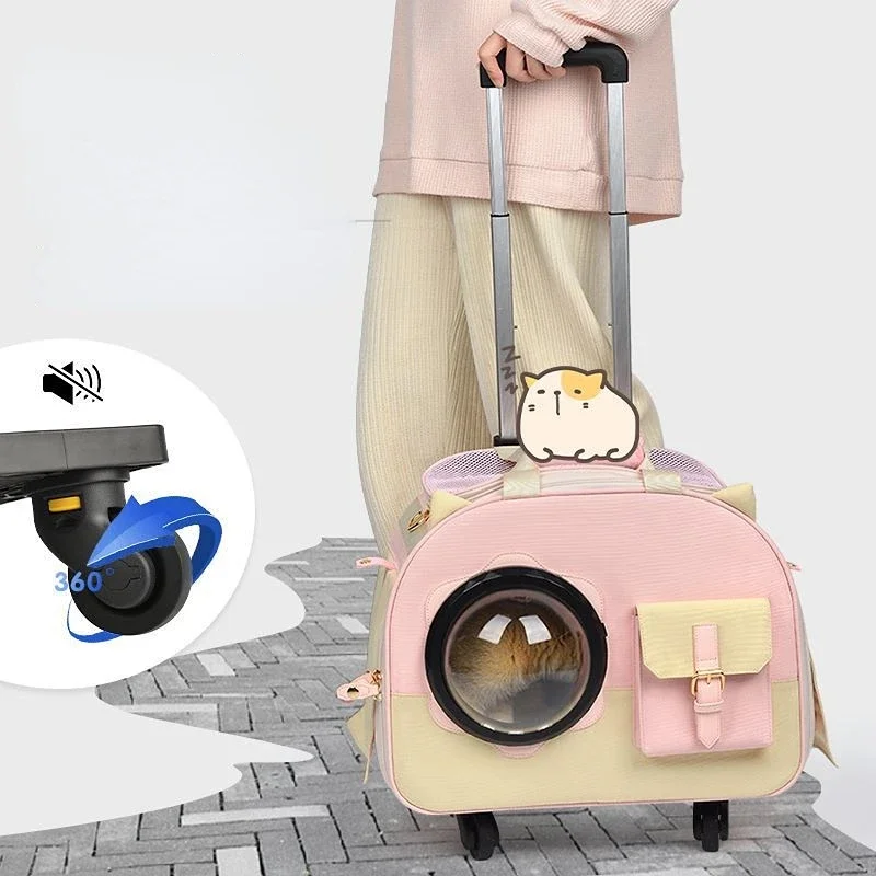 

Fashion Pink Carrier for Cat Convenient Out Cat Basket Circulation Breathable Cat Suitcase Three Adjustment Cat Transport Crate