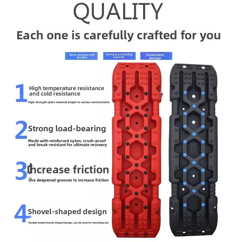 Off-Road Recovery Boards Anti-Skid Anti-Sink Self Rescue Traction Plates for Mud Snow SUV Road Trip