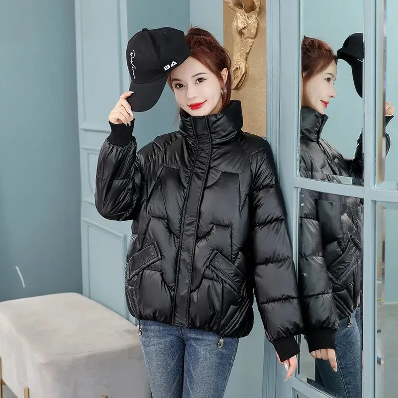 2023 New Women Winter Parkas Thick Warm Short Jacket Cotton Snow Wear Padded Parka Basic Coat Female Outerwear