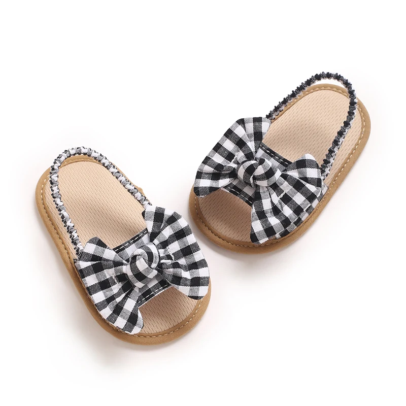 Sweet Beauty Baby Baby Beach Sandals 0-18M Cute Bow Grid Soft Bottom Anti slip Casual Versatile Sneaker