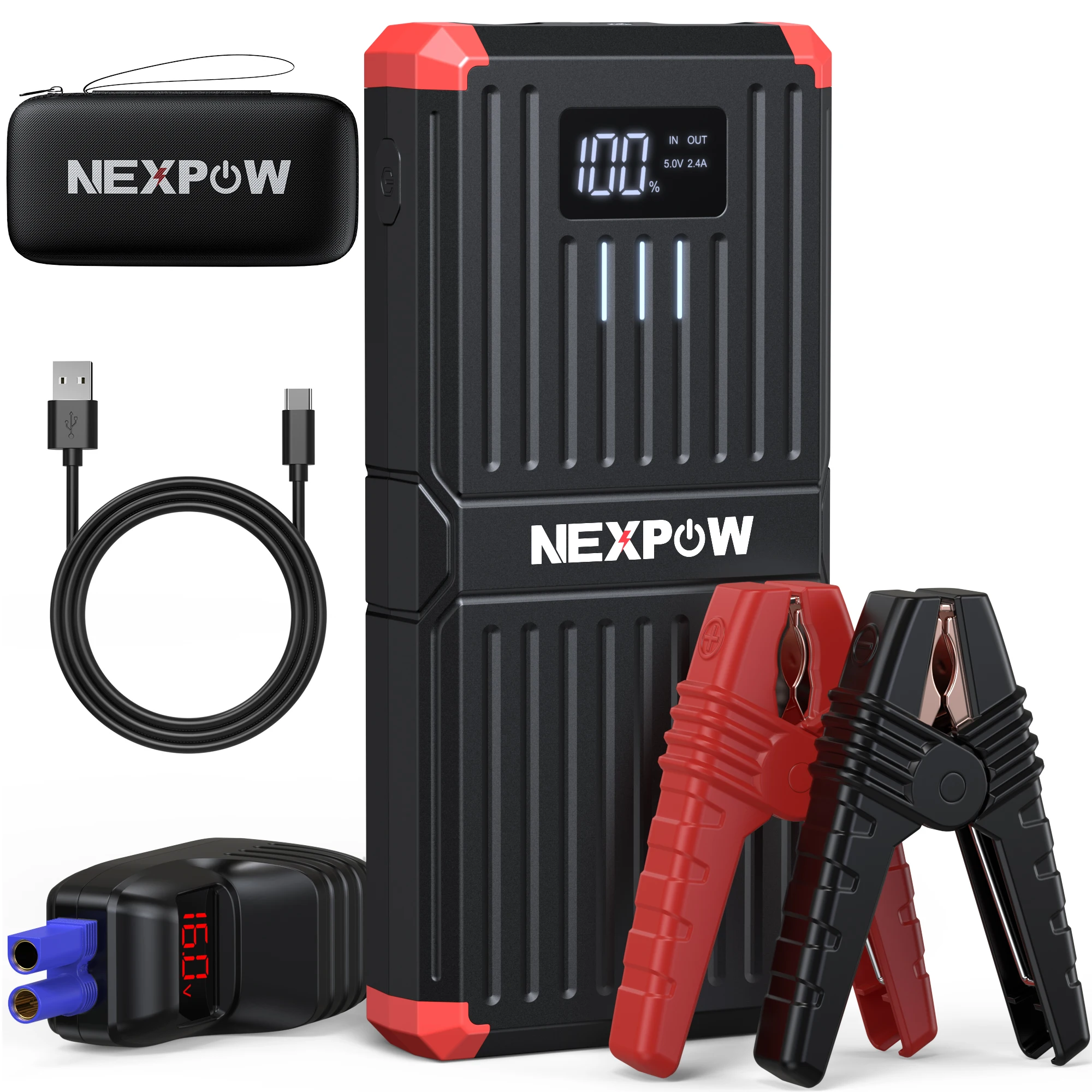 

NEXPOW 6000A Car Jump Starter – 12V Battery Booster for All Gas & 12L Diesel Engines, 26800mAh Power Pack with LED Light & Smart