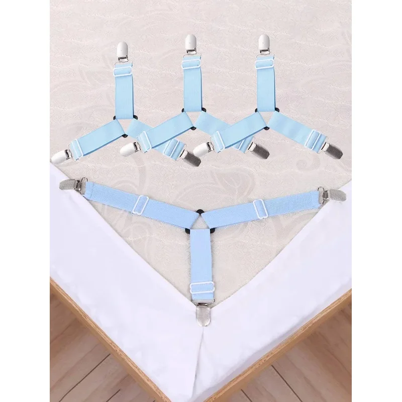 4 Pcs Triangle Bed Sheet Holders Fitted Sheet Clips Adjustable Sheet Suspenders Mattress Gripper Clips for Bed Mattress Cover