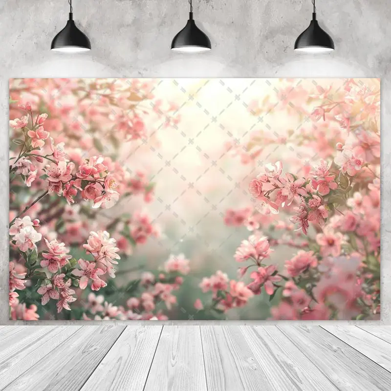 Spring Flowers Party Backdrops Kids Children Girls Photography Cake Smash Pink Purple Green Forest Background Photo Shoot Studio