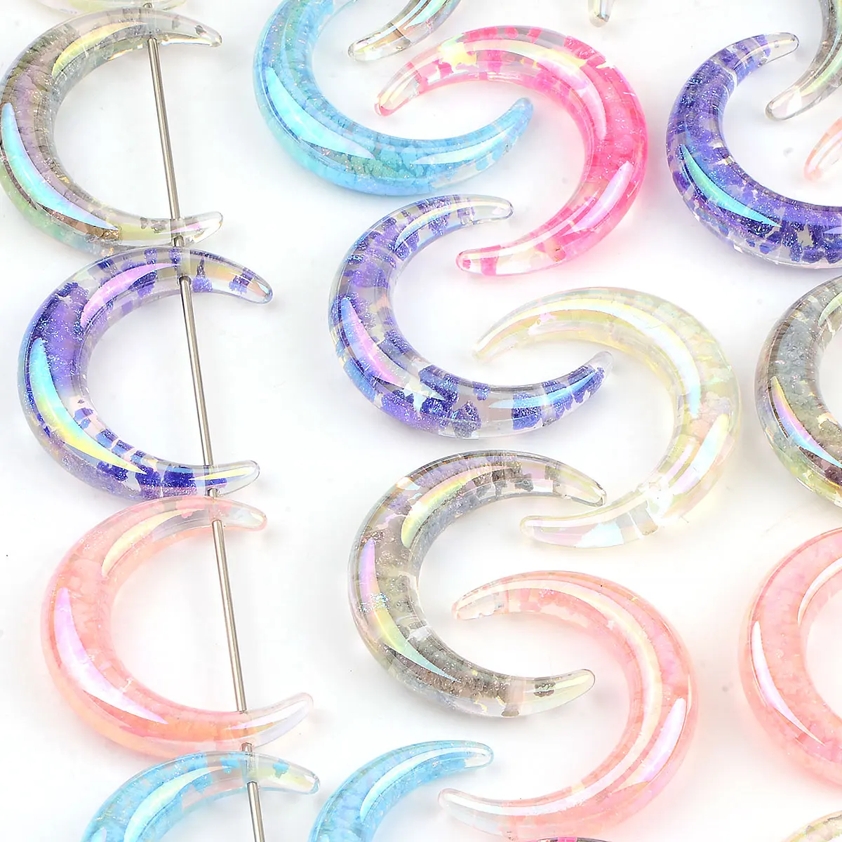 3 قطعة 3.6x4.5 سنتيمتر لون عشوائي مزيج القمر شكل noctilucent السلس الاكريليك الخرز عقد دي اي واي سوار مجوهرات هدية اكسسوارات #5