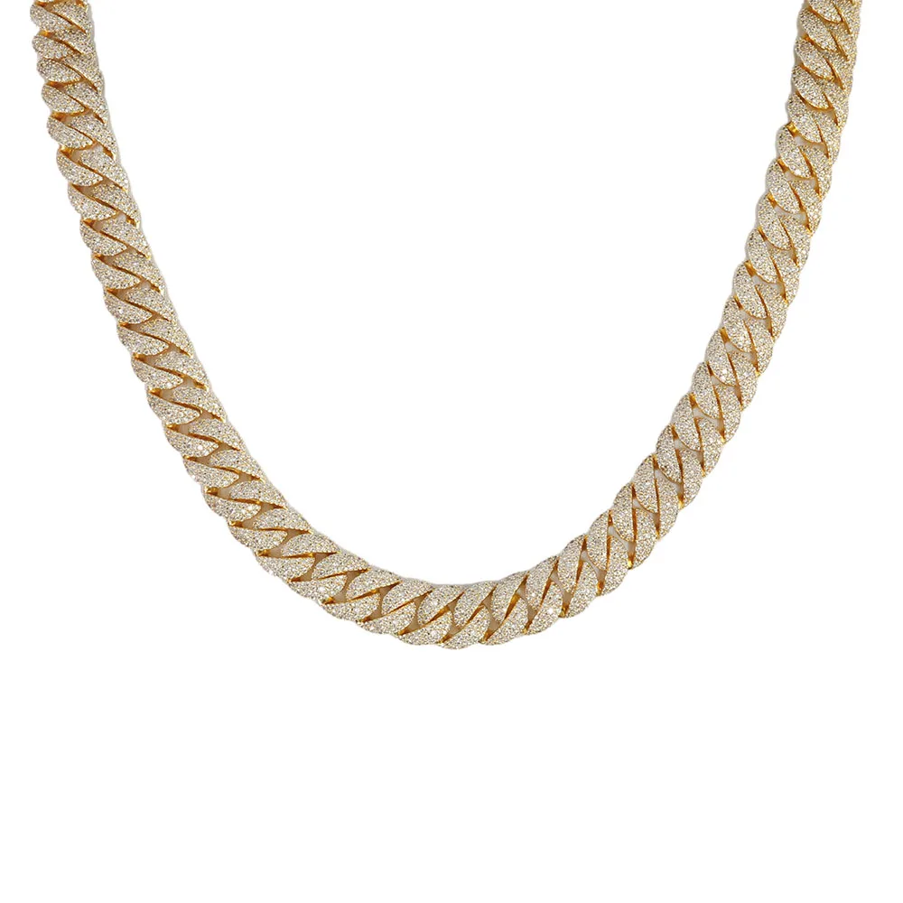 Hip hop Luxury Jewelry 5A+CZ Sparkling Ice Flower Diamond 14mm Miami Cuban Chain Necklace Men Rap Singer Party Gift