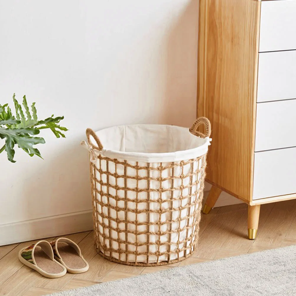 

Large Laundry Hamper Bedroom Storage Basket Toy Container Dirty Clothes Woven Rope Hamper With Handles For Home Dorm Closet Use