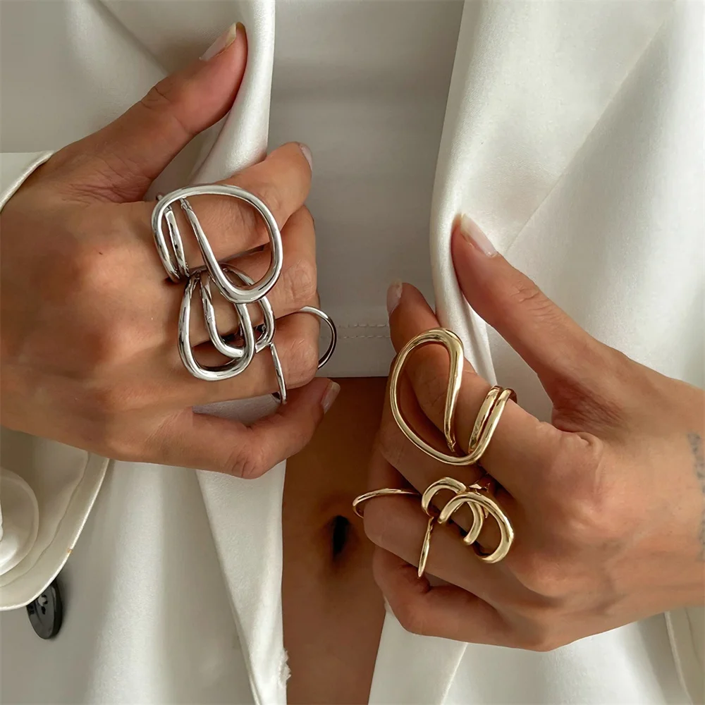 Creative Irregular Twisted Metal Rings for Women Fashion Minimalist Hollow out Finger Ring Couple Party Jewelry Gifts New