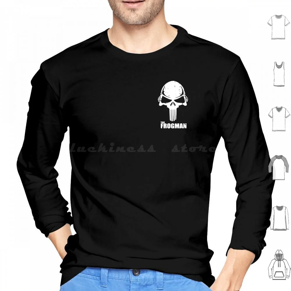 The Frogman ( Small Logo-Distressed ) Hoodies Long Sleeve Scuba Diver Commercial Diver Technical Diver Sport Diver Navy