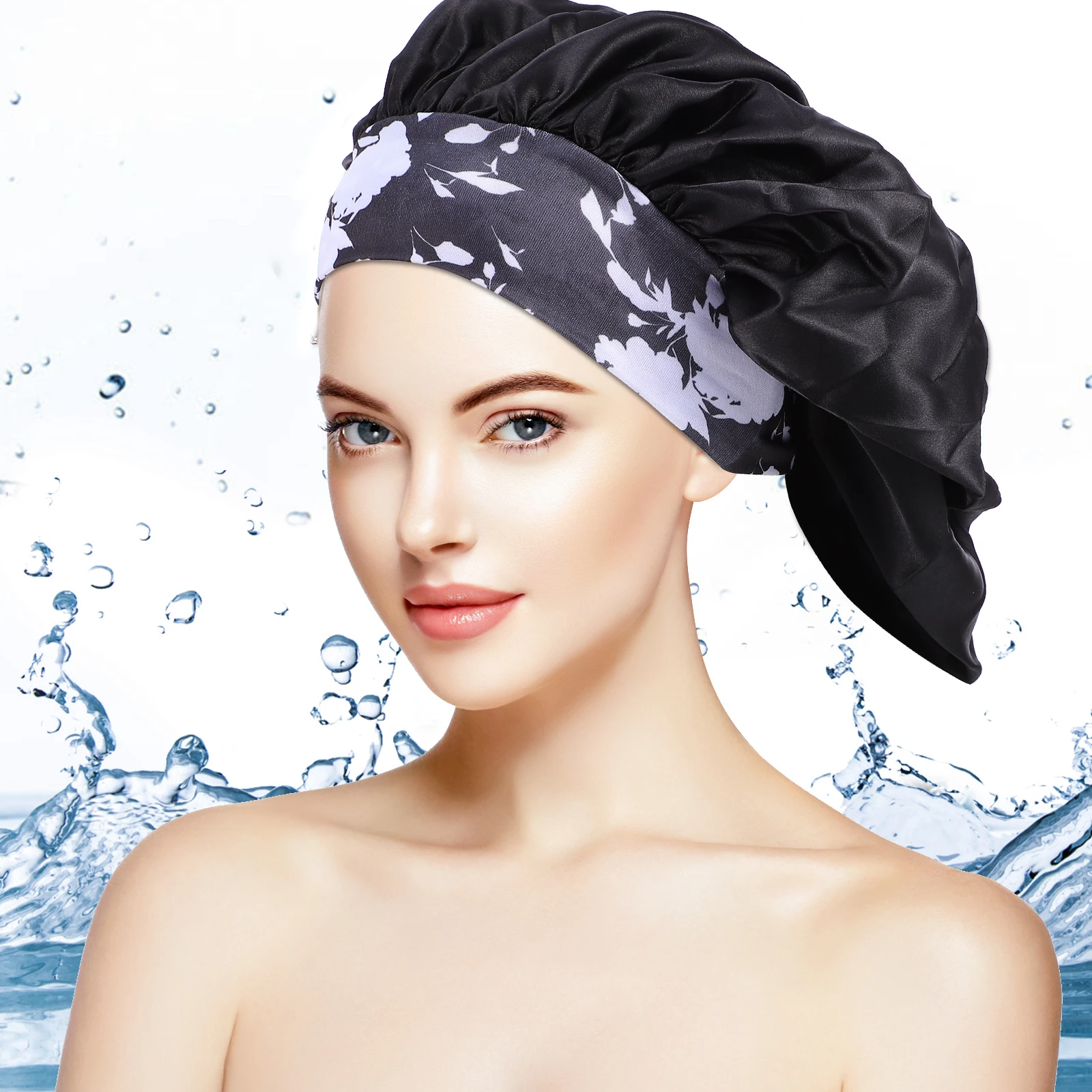 

Satin Shower Cap Sleep Bonnet Hair Protector Elastic B Comfortable Warm Silky Polyester Women