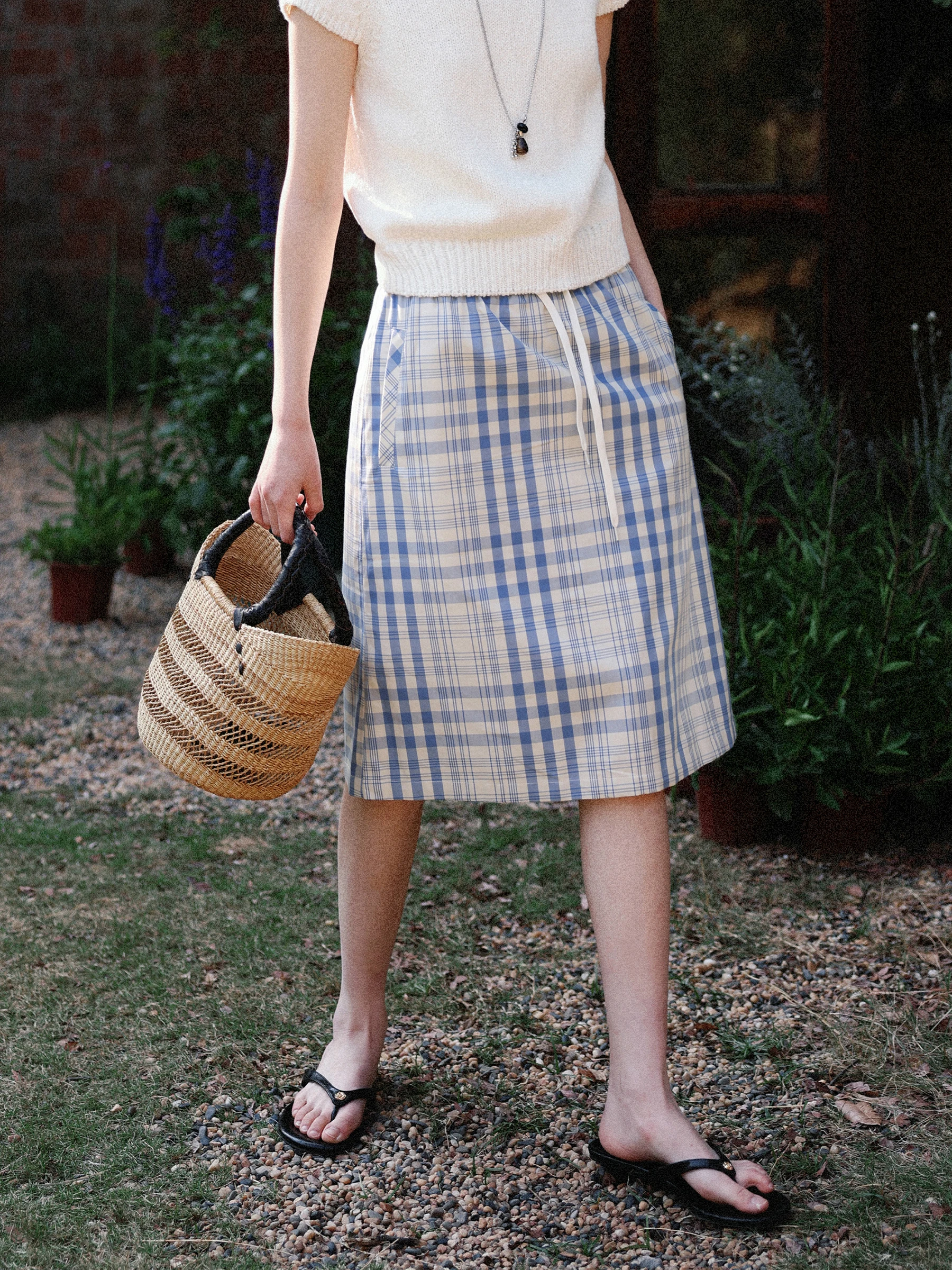 

Юбка MUNNS Spring Outing из хлопковой ткани в клетку с эластичной талией, цветная, тканая, для женщин, для путешествий, прямого кроя