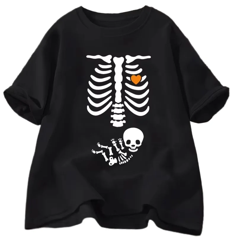 

Pregnant Women Fall Men Women Tees Clothing Skeleton Halloween Maternity Tshirt Funny Mother Pregnancy Announcement T-shirt 2025